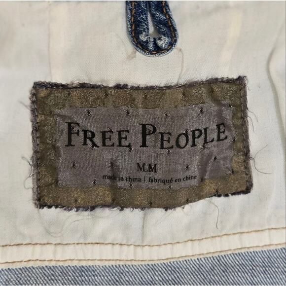 Free People Distressed Denim Blue Jean Jacket - Picture 6 of 10